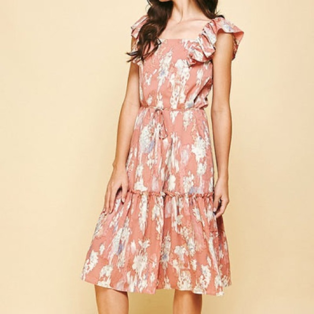PINCH Pink Watercolor Midi Dress S